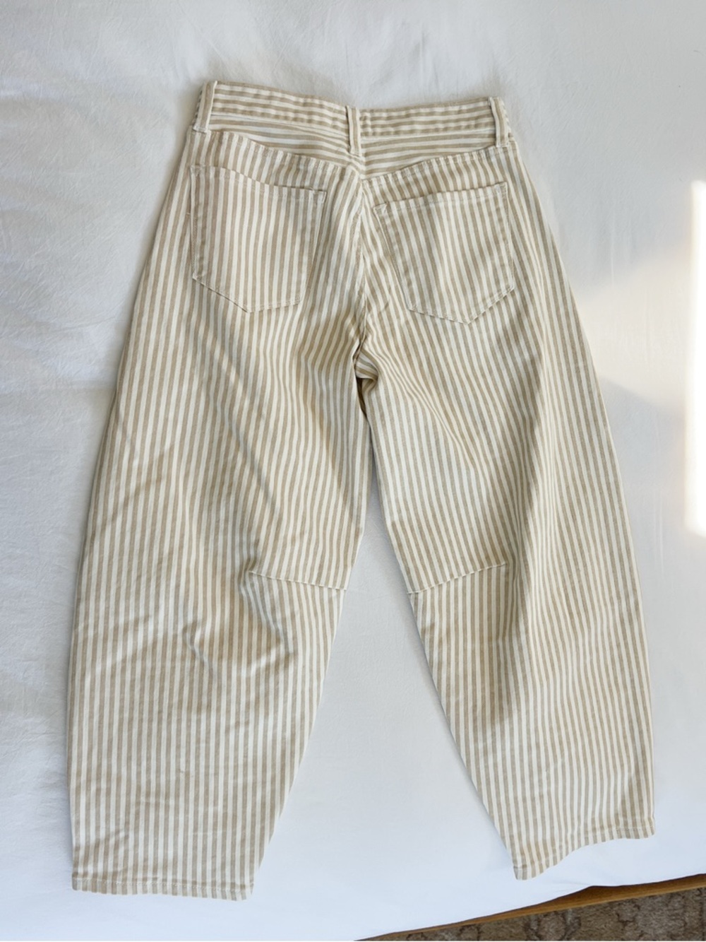 Bohme Allison Tan and White Striped Barrel-Leg Jeans - Picture 7 of 8